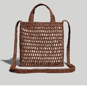 NWT MADEWELL The Small Transport Crossbody: The Straw Edition in Dried Maple